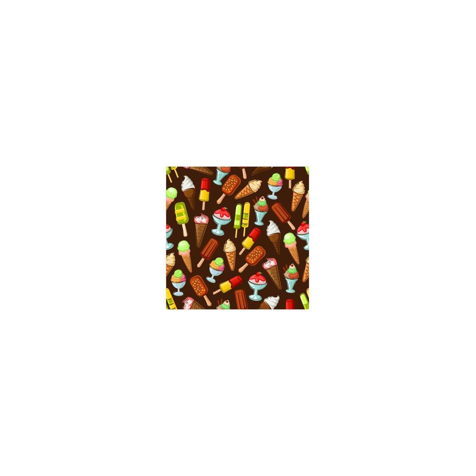 Ice cream desserts with fruits seamless pattern vector