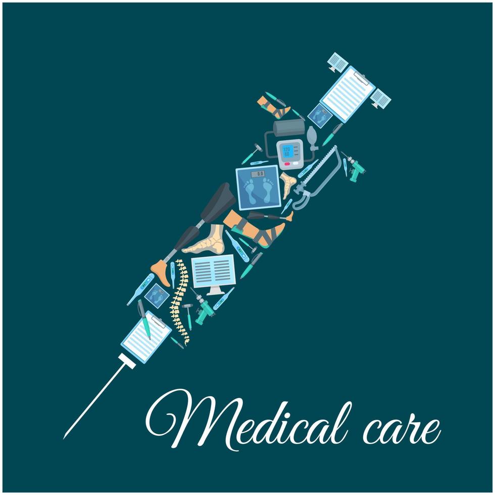 Medical icons shaped as syringe vector