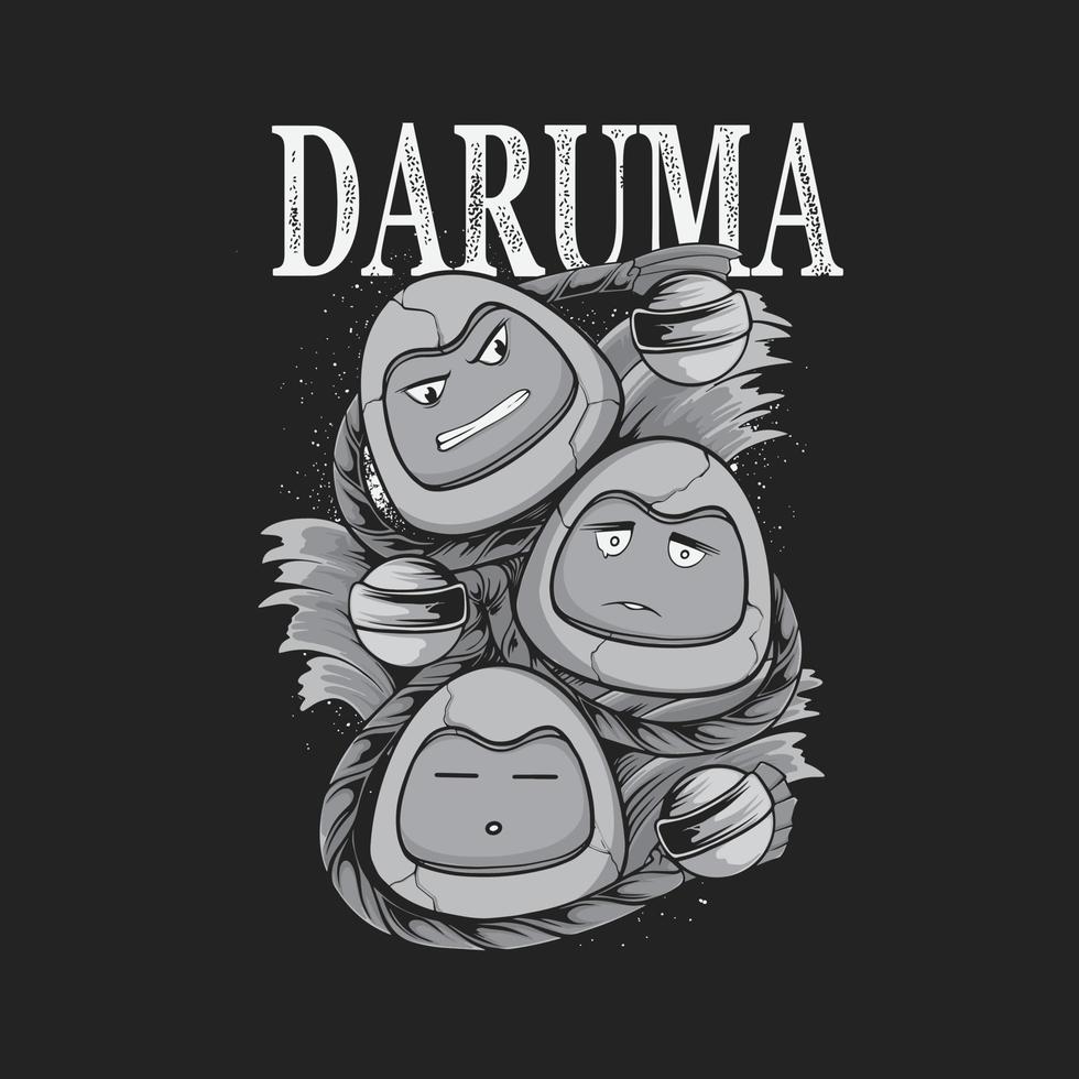 ilustración de daruma en blanco y negro vector