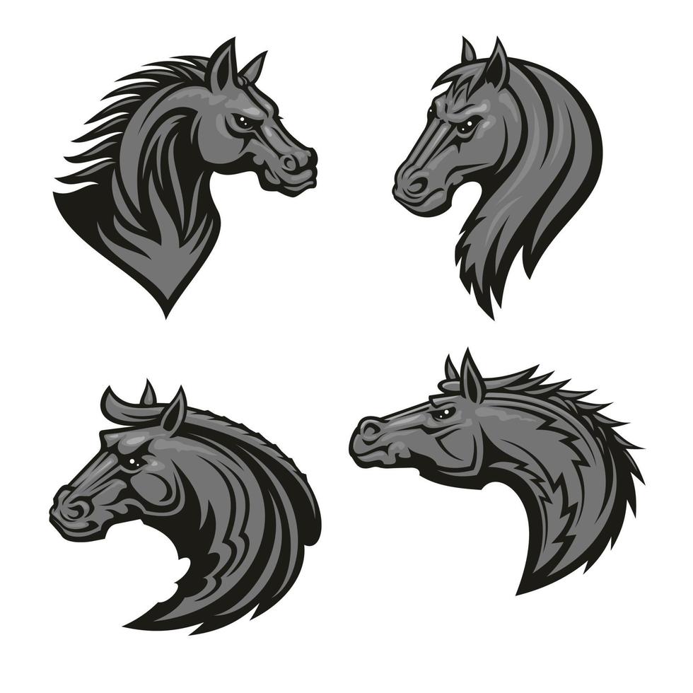 emblema heráldico de cabeza de caballo vector