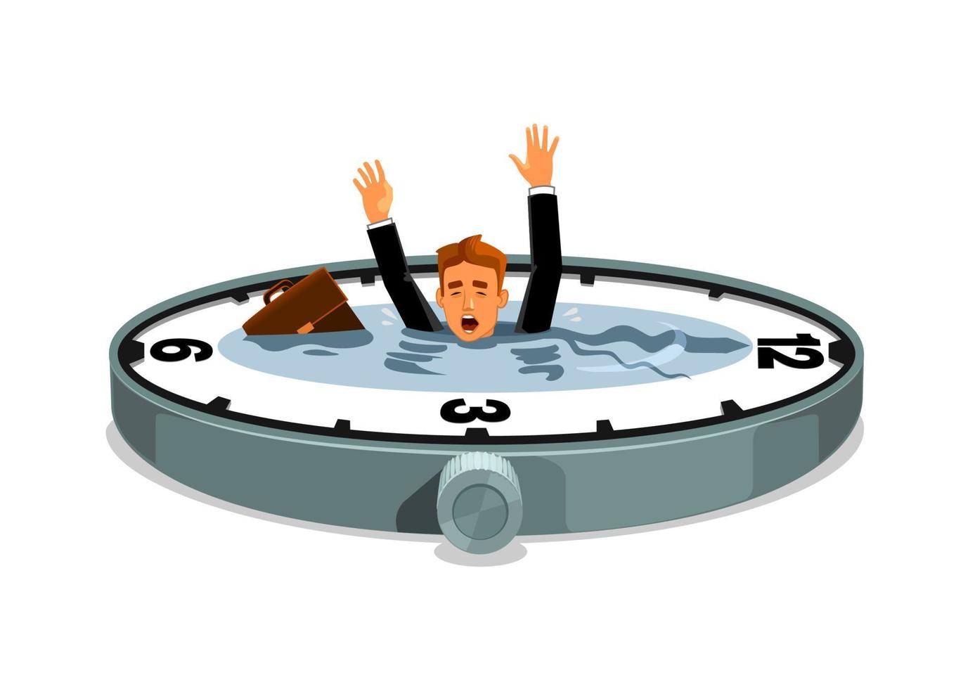 Businessman drowning in time vector