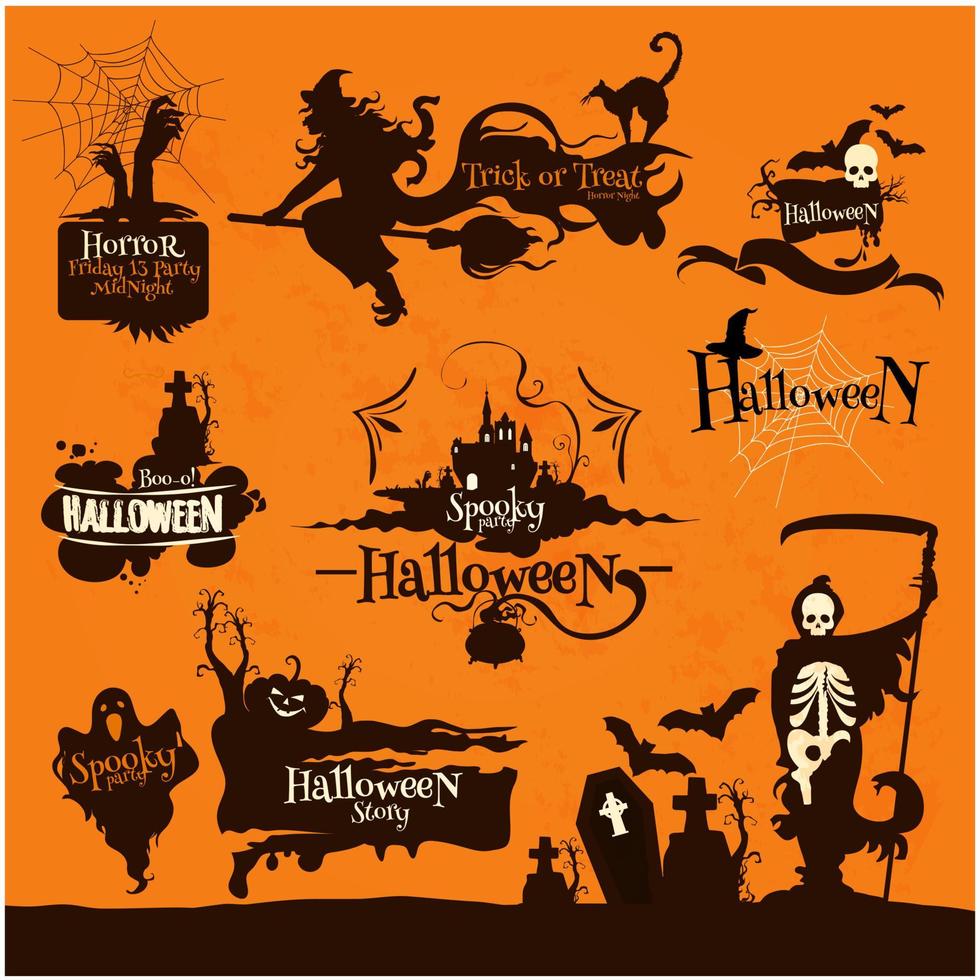 Halloween party decoration emblems vector