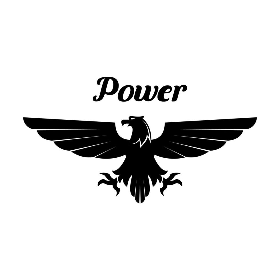 Heraldic black eagle or vulture vector icon