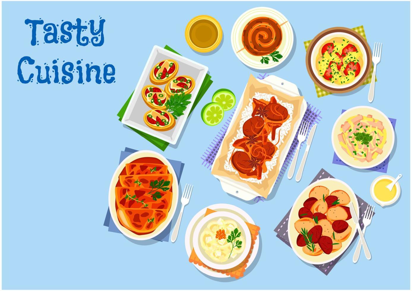 Potato dishes for dinner menu icon for food design vector