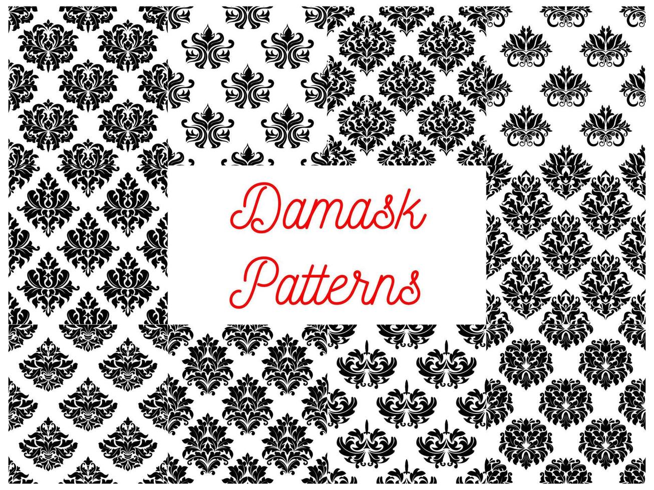 Damask seamless decorative ornament patterns vector