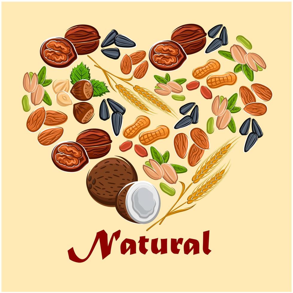 Natural nuts and cereals poster vector