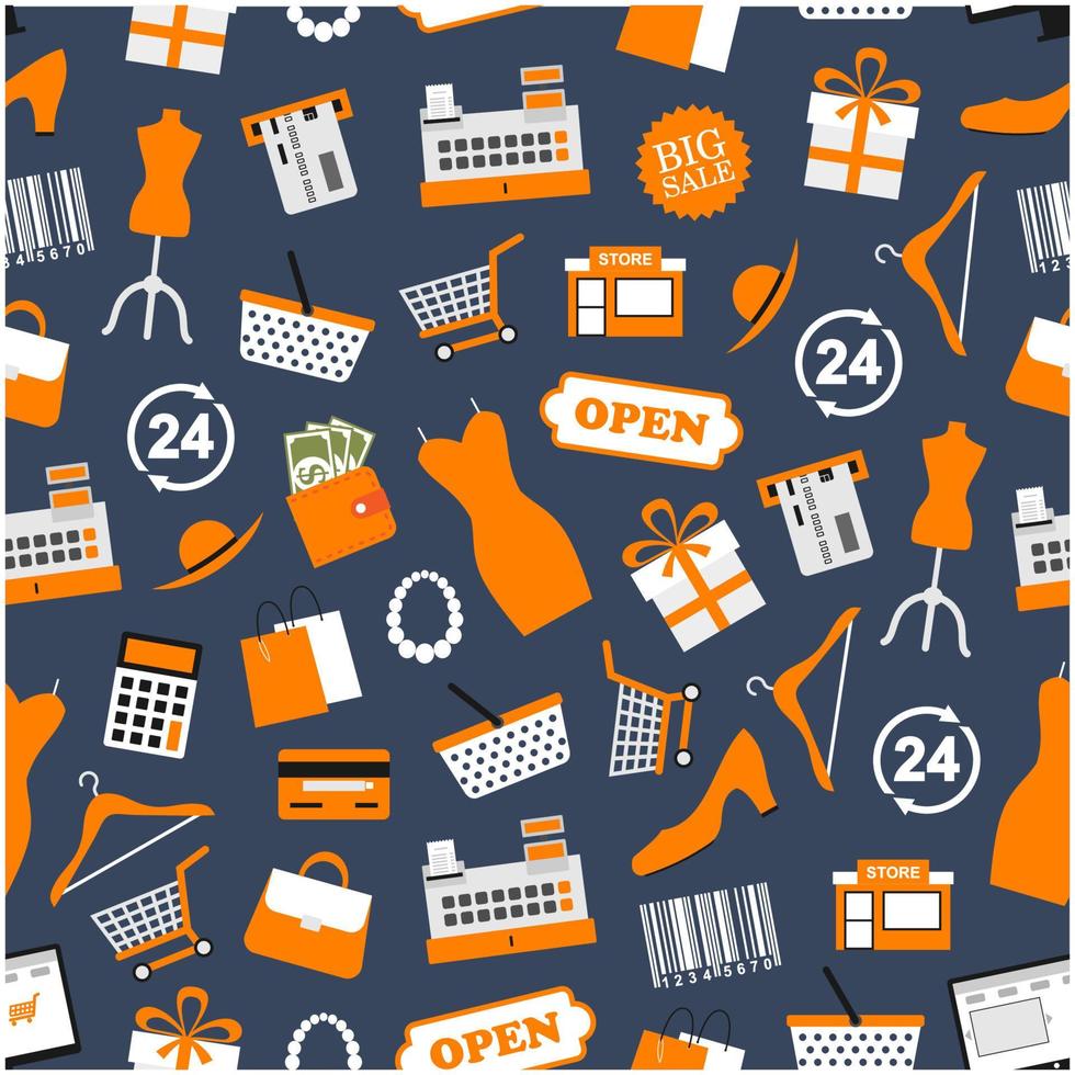 Shopping and retail vector seamless pattern