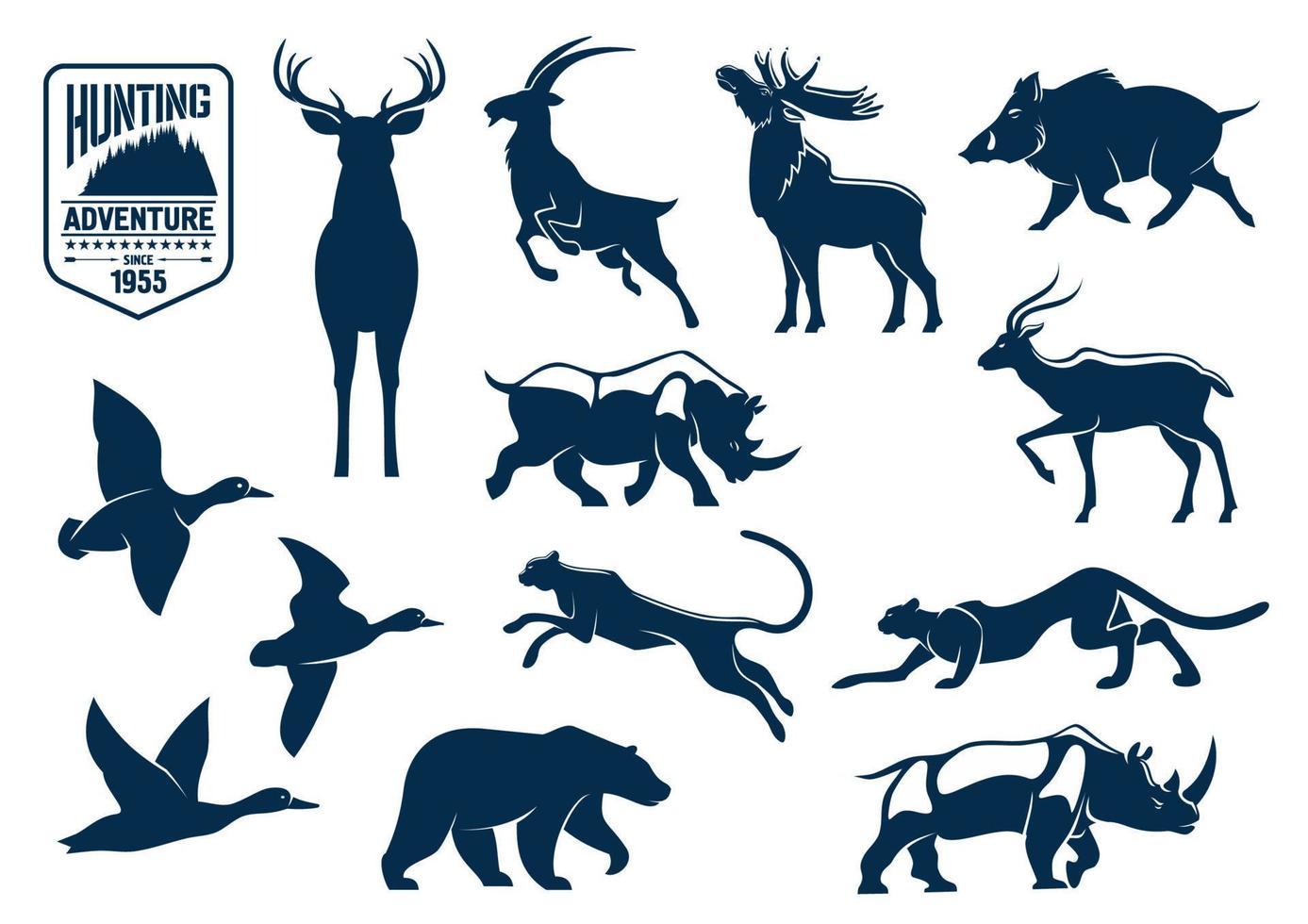 Savanna and forest animals for hunting icons vector