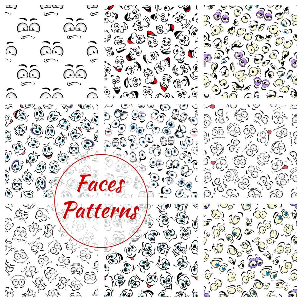 Cartoon faces seamless pattern background vector