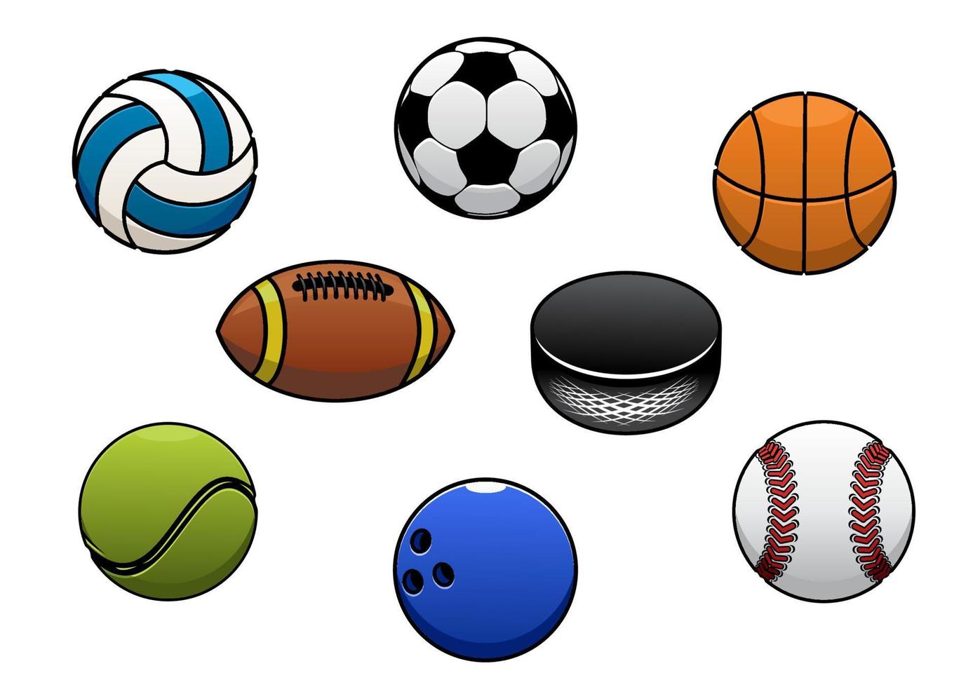 Conjunto de iconos aislados de vectores de bolas deportivas
