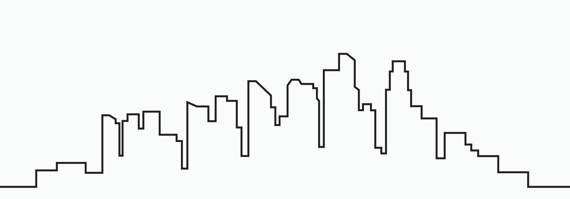 Modern City Skyline outline drawing on white background. vector