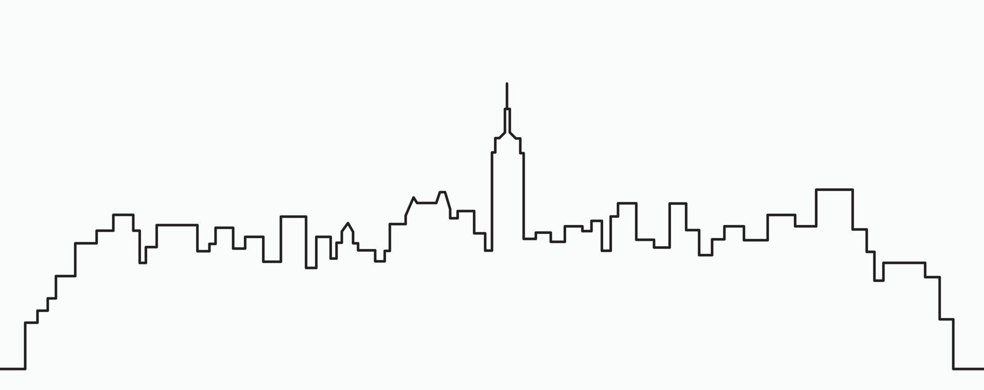 Modern City Skyline outline drawing on white background. vector