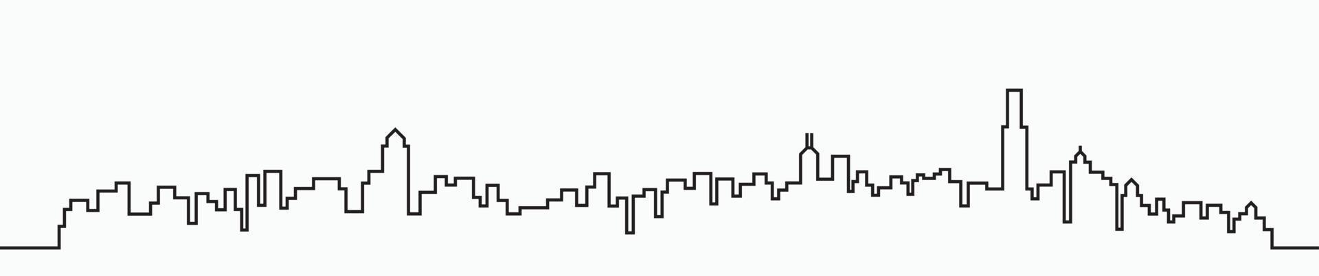 Modern City Skyline outline drawing on white background. vector