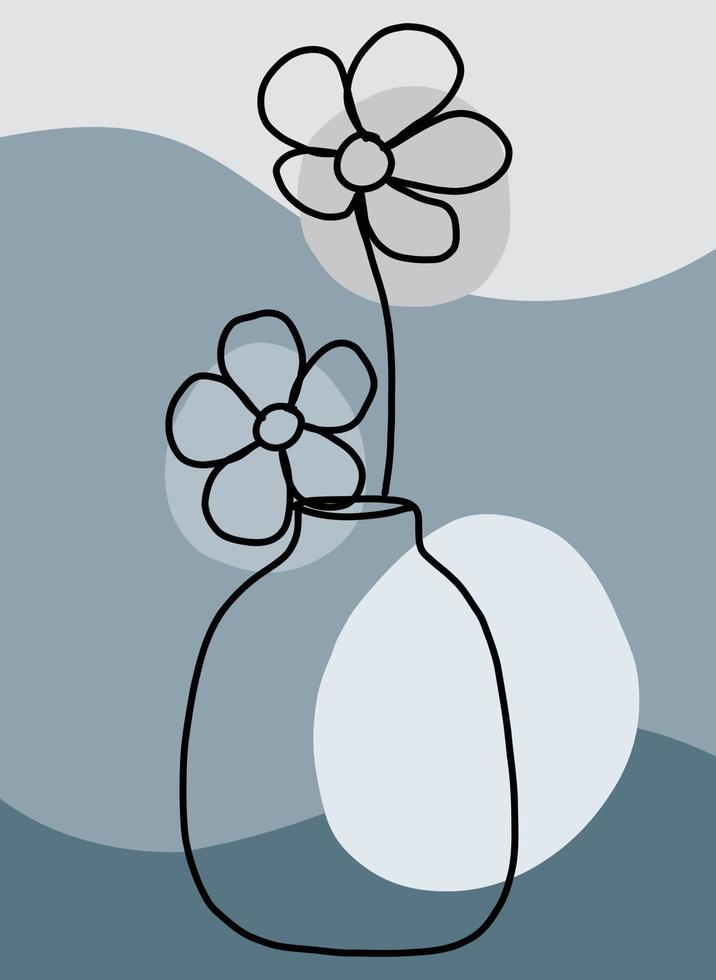 Simplicity flower freehand continuous line drawing flat design. vector