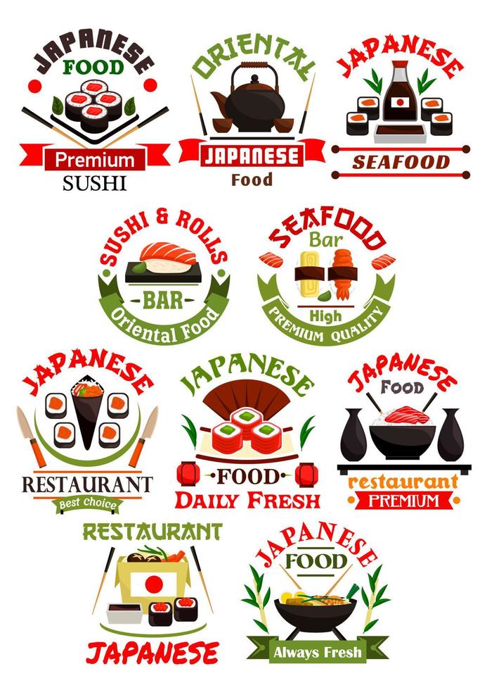 conjunto de carteles de restaurante de cocina japonesa vector
