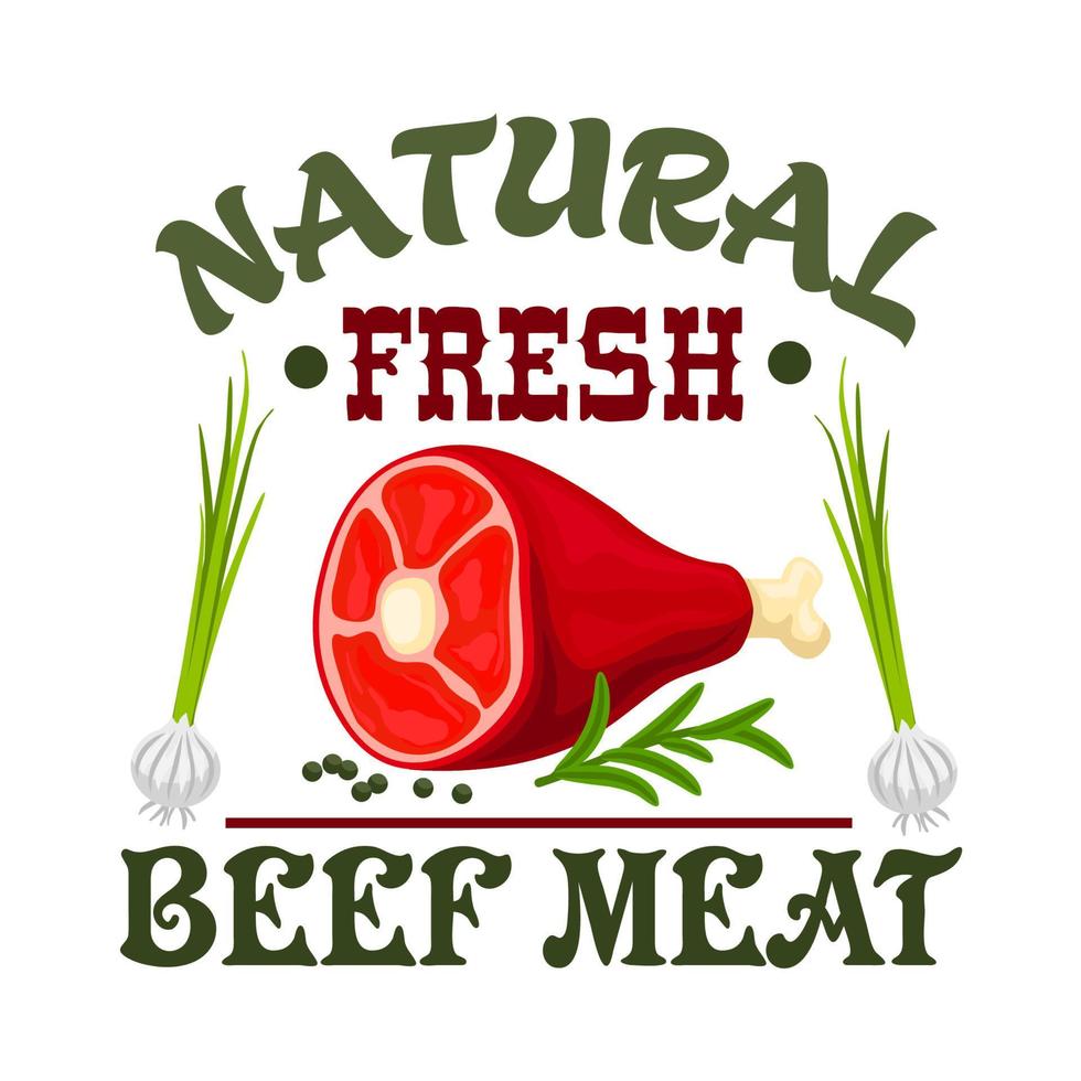 Meat shop vector sign. Fresh beef