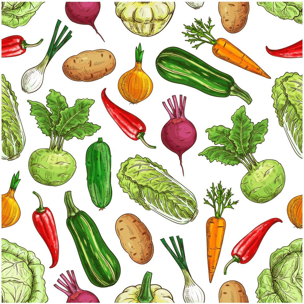 Vegetarian seamless pattern with vegetables vector
