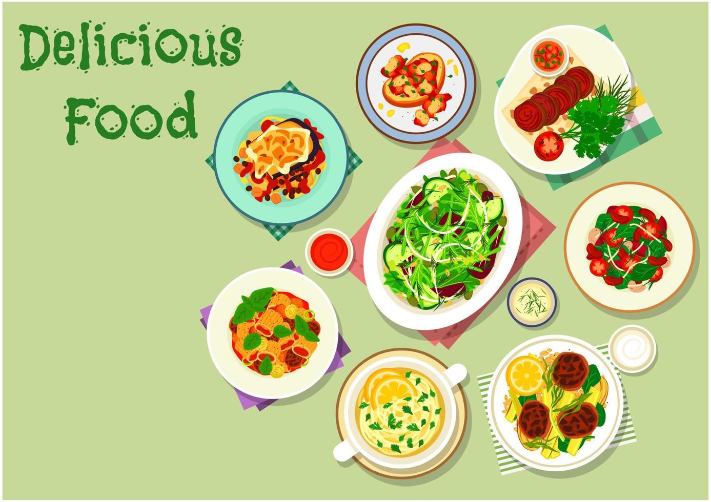 Comfort food for dinner menu icon design vector