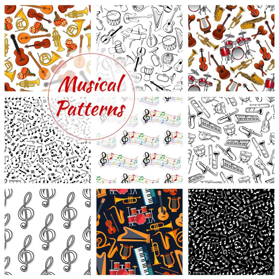 Seamless pattern of musical instruments vector