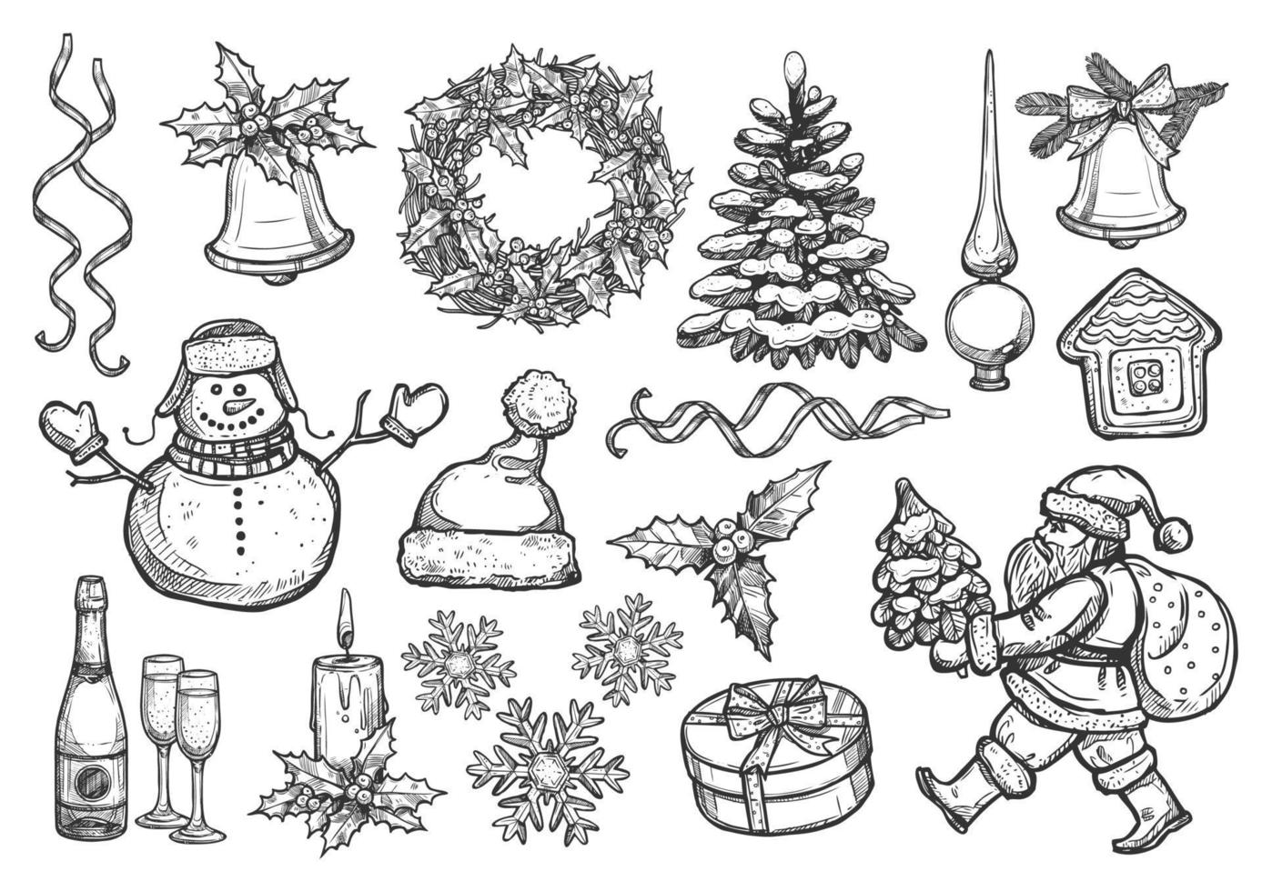 año nuevo, símbolos de dibujo vectorial de vacaciones de navidad 11776981  Vector en Vecteezy