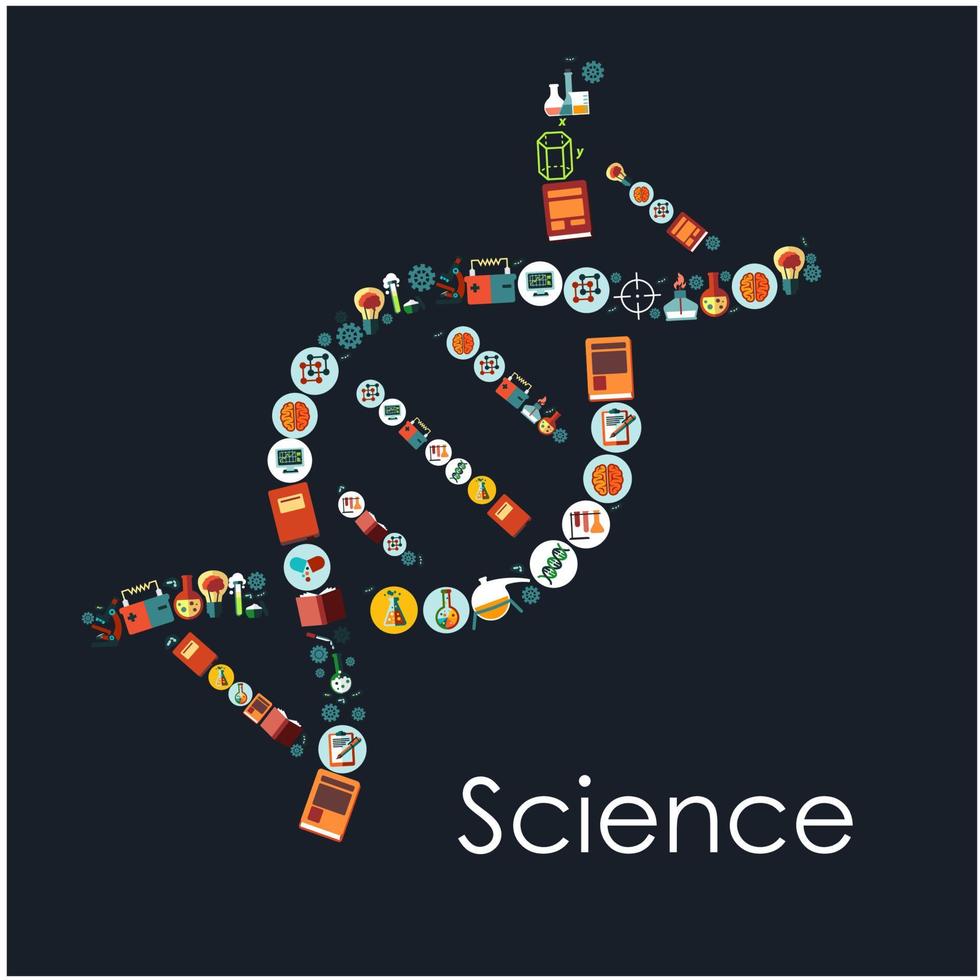 DNA icon shape with symbols of science vector