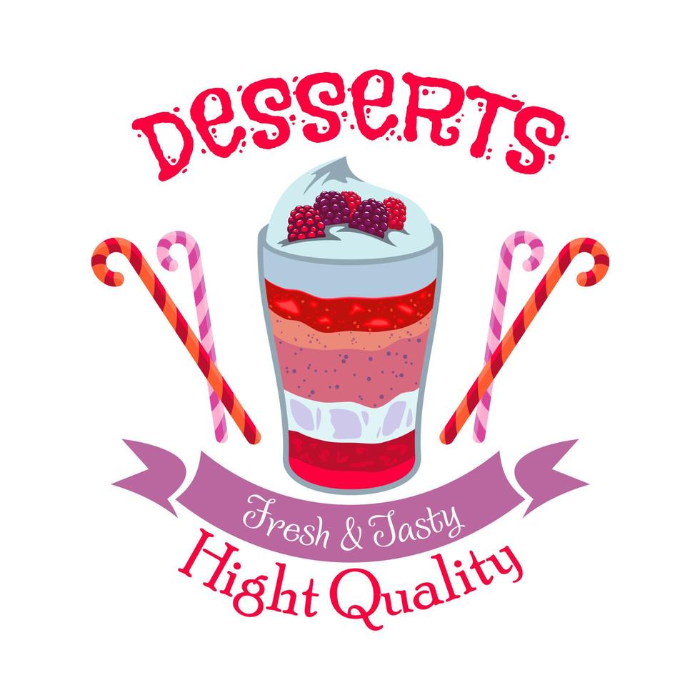Creamy fruit dessert symbol for cafe menu design vector