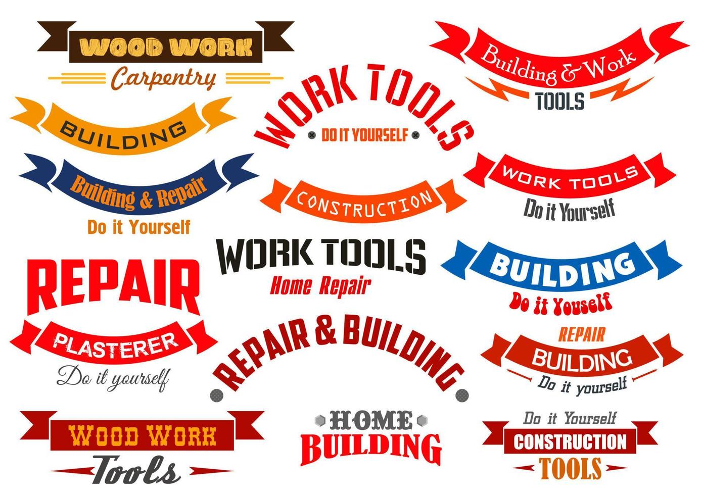 Repair, construction, carpentry vector icons set