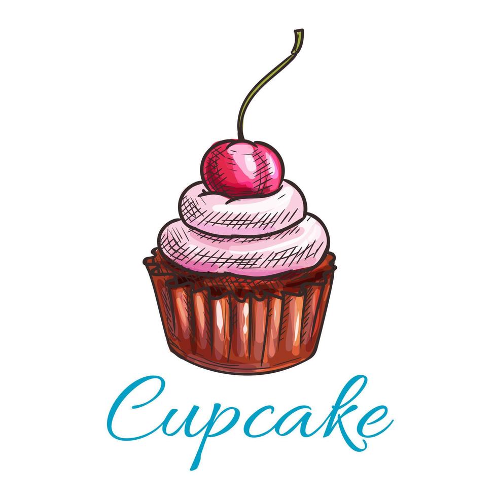 Chocolate tart cupcake icon vector