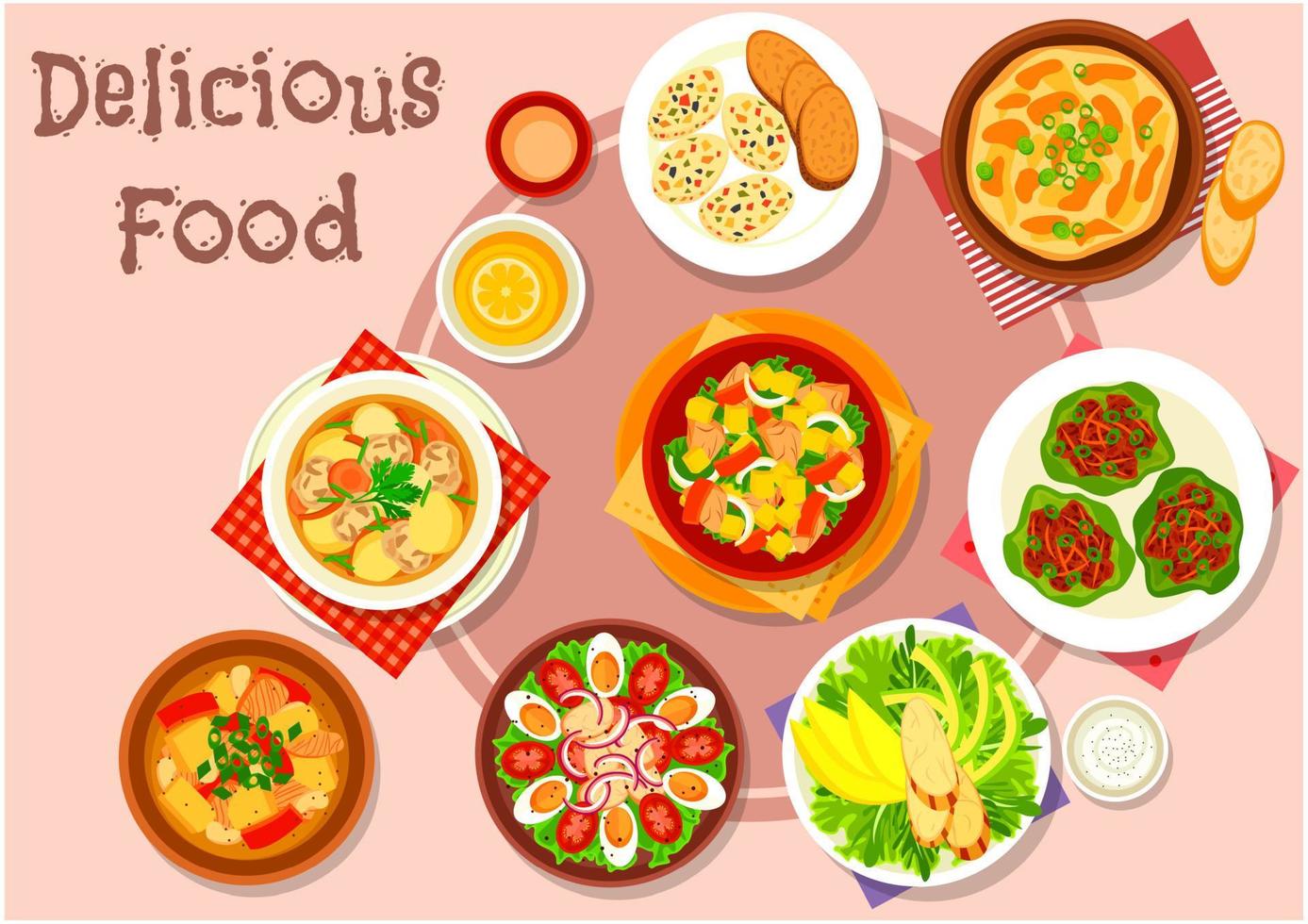 Chicken dishes icon for dinner menu design vector