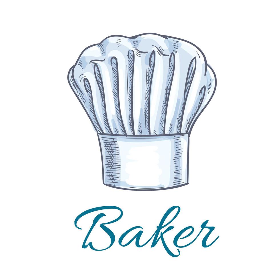 Sketched chef hat or baker cap for menu design vector