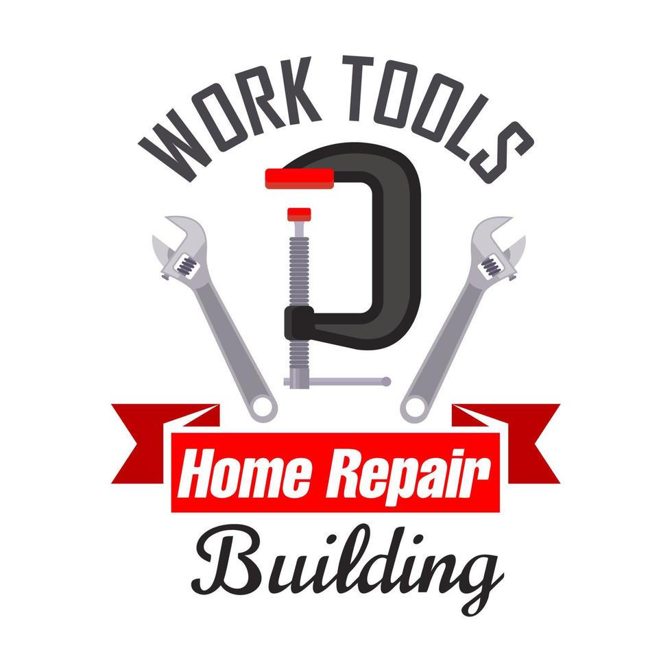 Home building and repair work tools icon vector