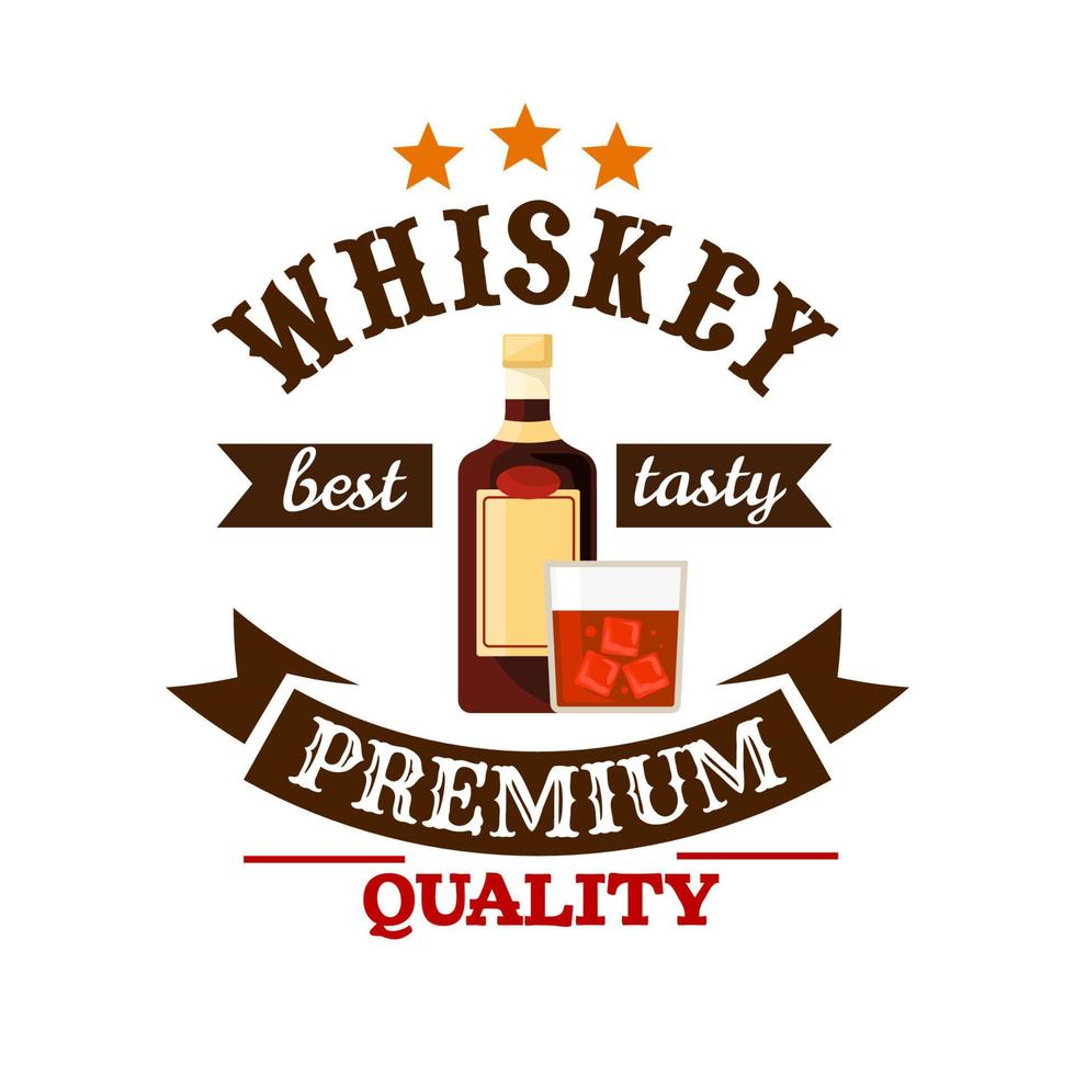 Whiskey premium quality bar menu label vector