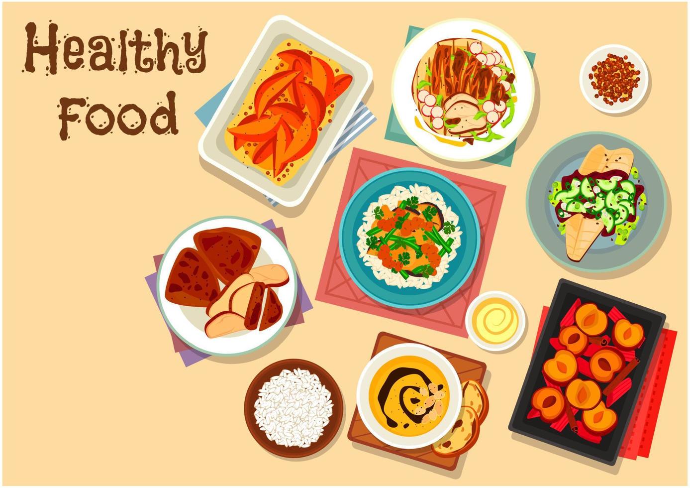 Healthy food dishes icon for lunch menu design vector