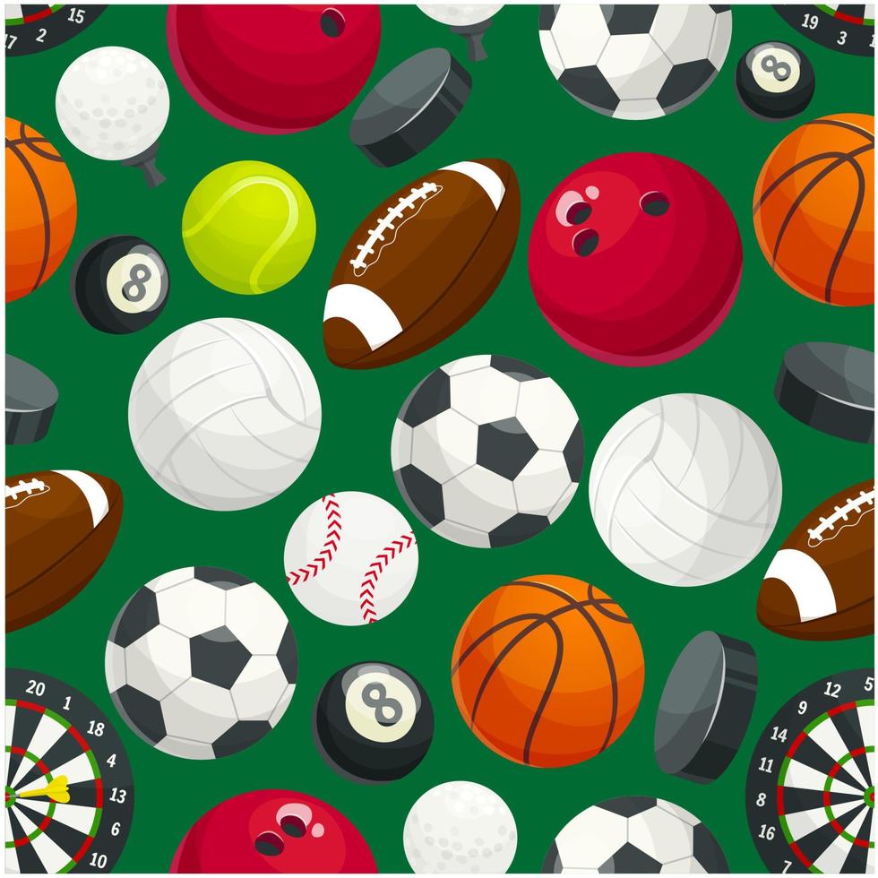 Sport balls and equipment seamless pattern vector