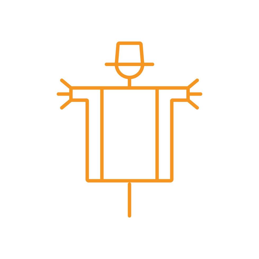 eps10 orange vector scarecrow abstract line art icon isolated on white background. stuffed for garden outline symbol in a simple flat trendy modern style for your website design, logo, and mobile app
