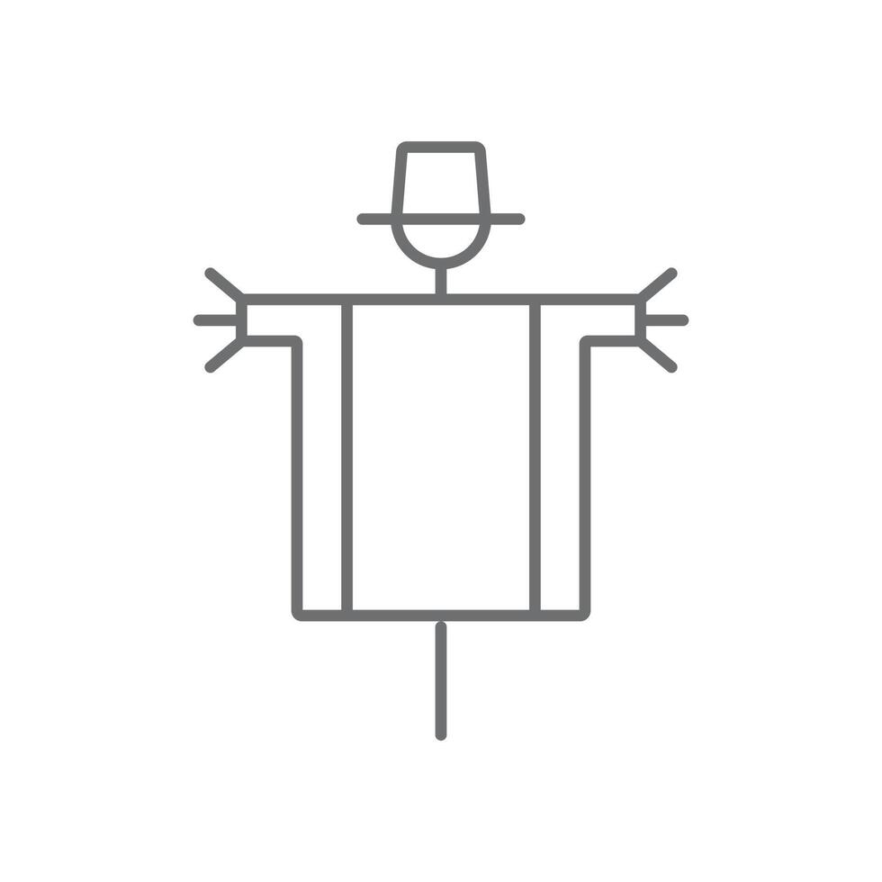 eps10 grey vector scarecrow abstract line art icon isolated on white background. stuffed for garden outline symbol in a simple flat trendy modern style for your website design, logo, and mobile app