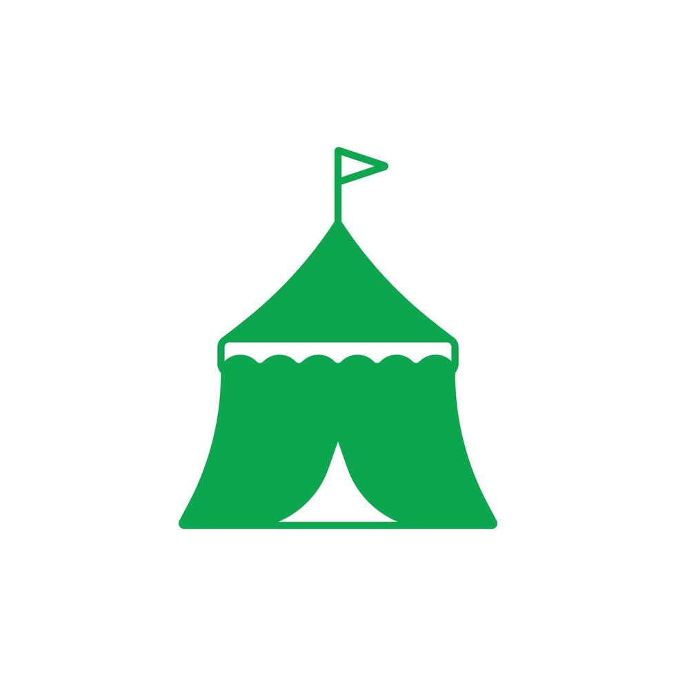 eps10 green vector circus tent fare abstract solid icon isolated on white background. circus festival symbol in a simple flat trendy modern style for your website design, logo, and mobile application