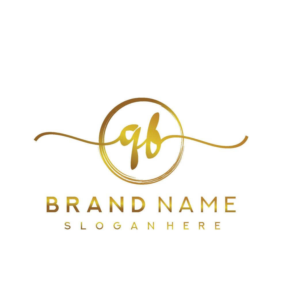 Initial QB handwriting logo with circle hand drawn template vector