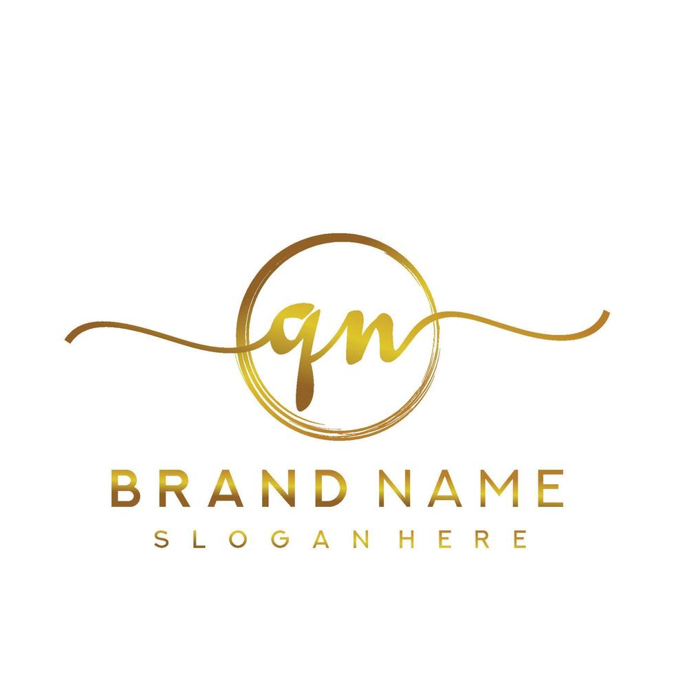 Initial QN handwriting logo with circle hand drawn template vector