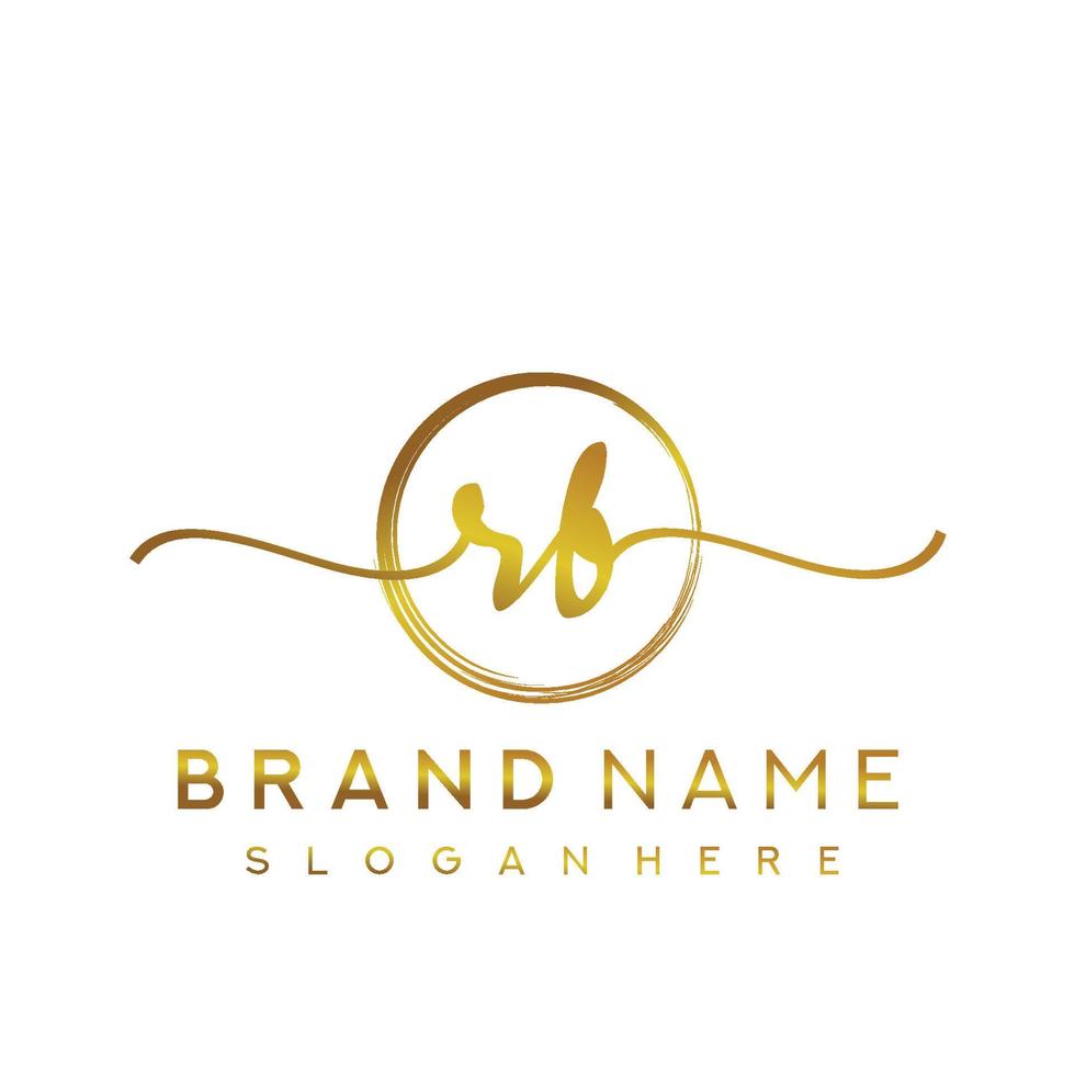 Initial RB handwriting logo with circle hand drawn template vector