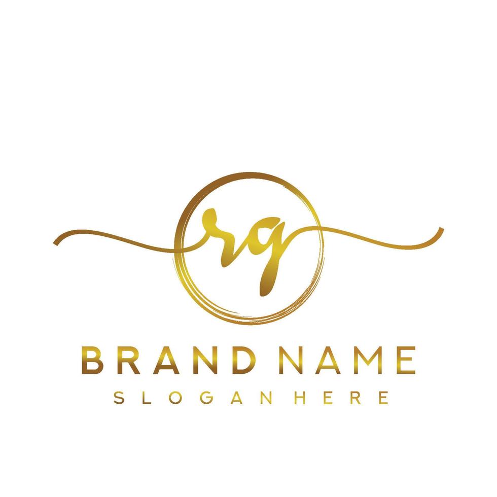 Initial RQ handwriting logo with circle hand drawn template vector