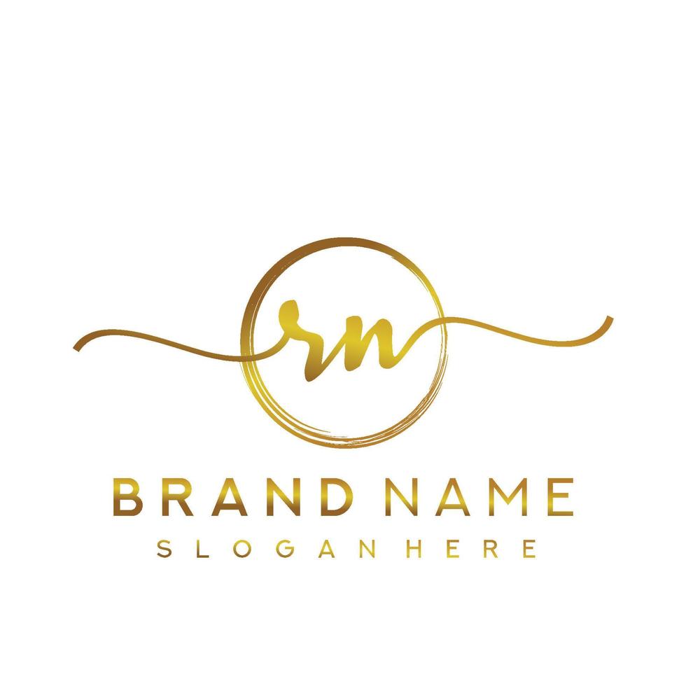Initial RN handwriting logo with circle hand drawn template vector