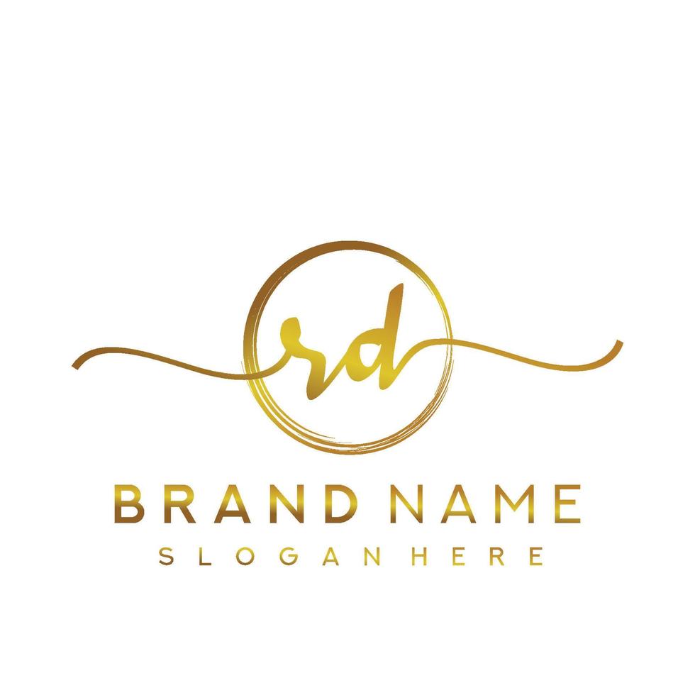 Initial RD handwriting logo with circle hand drawn template vector