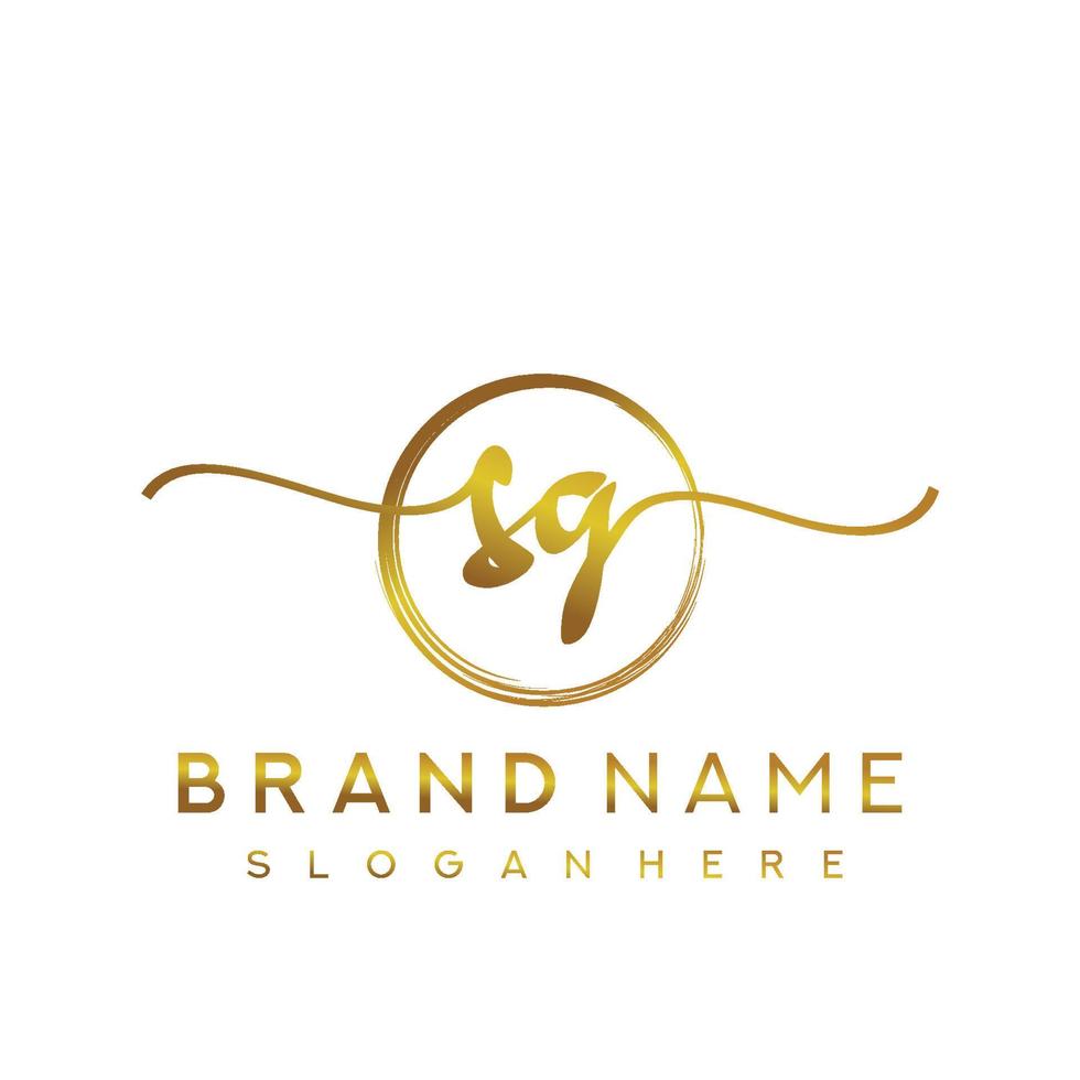 Initial SG handwriting logo with circle hand drawn template vector