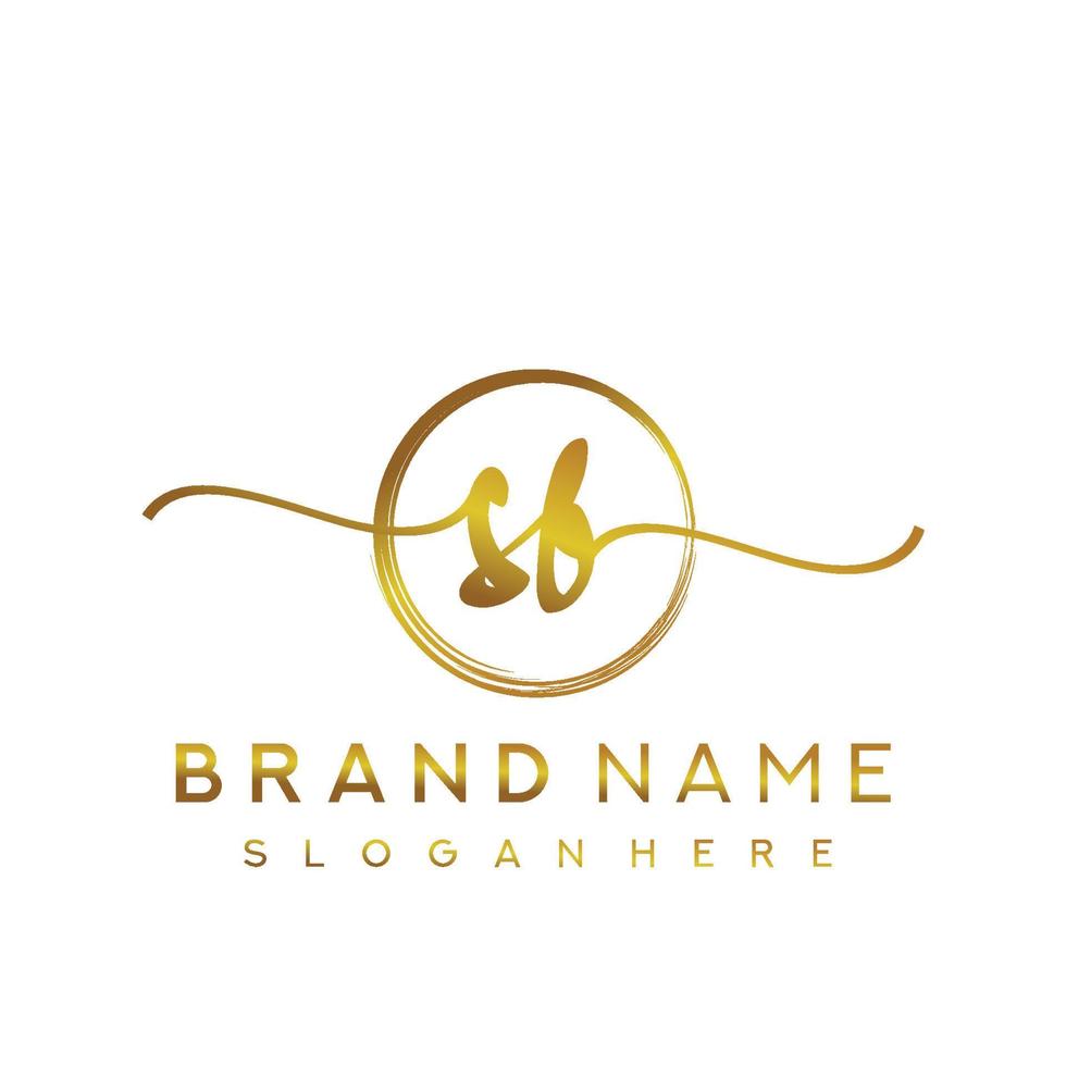 Initial SB handwriting logo with circle hand drawn template vector