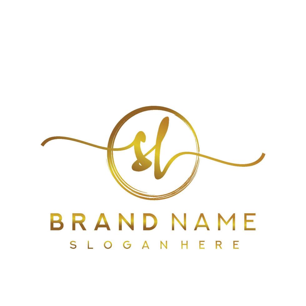 Initial SL handwriting logo with circle hand drawn template vector