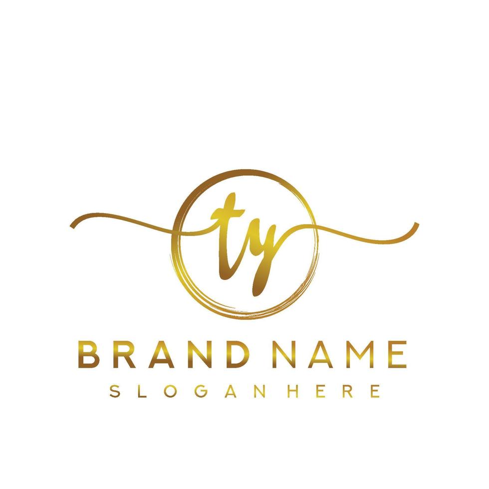 Initial TY handwriting logo with circle hand drawn template vector