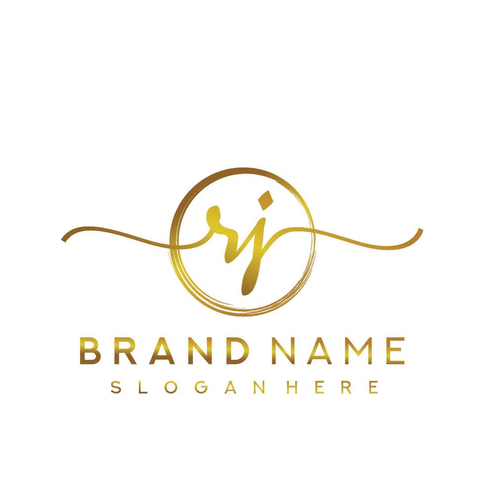 Initial RJ handwriting logo with circle hand drawn template vector