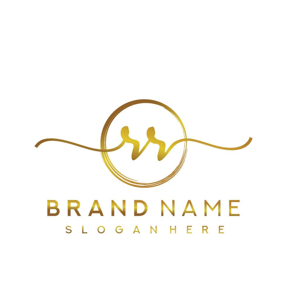 Initial RR handwriting logo with circle hand drawn template vector