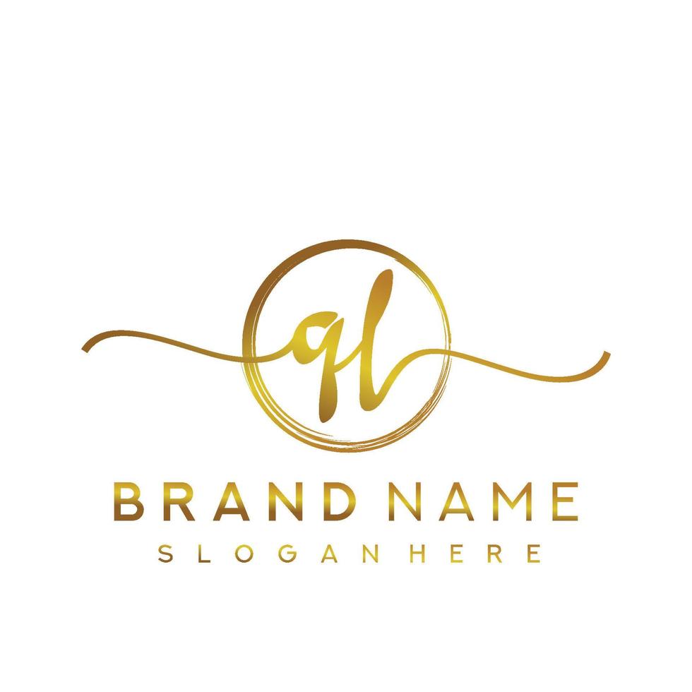Initial QL handwriting logo with circle hand drawn template vector